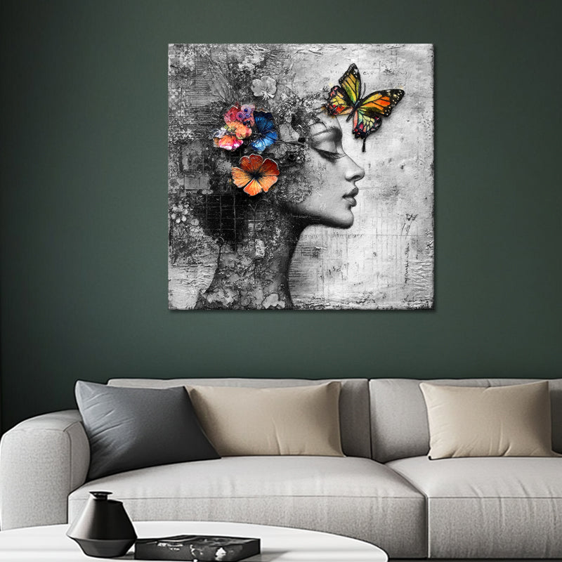Vrouw vlinders schilderij I