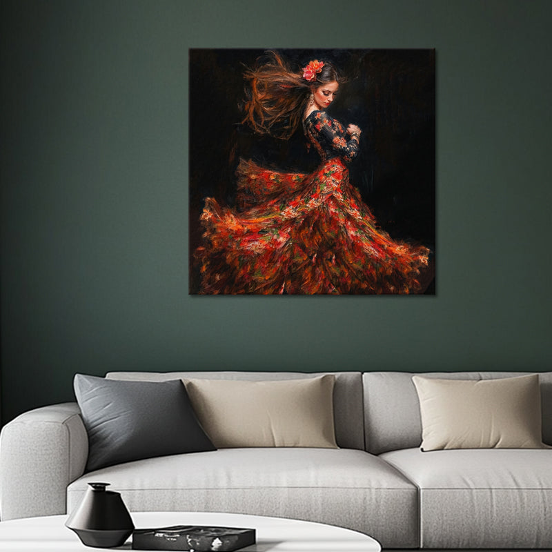 Spanische Frau im Flamenco-Kleid