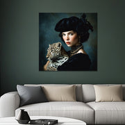 Portret van vrouw met luipaard