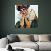 Frau mit Händen am Gesicht - Egon Schiele (Inspiration)