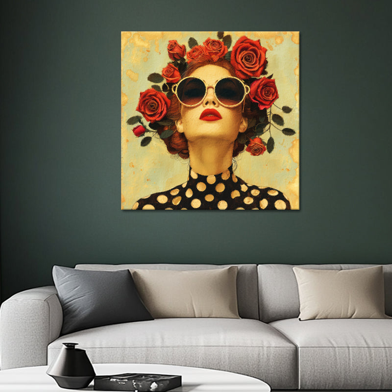 Vrouw met rozen kunstwerk