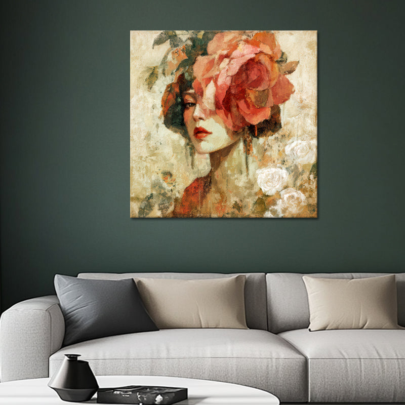 Frau mit Blumenkranz