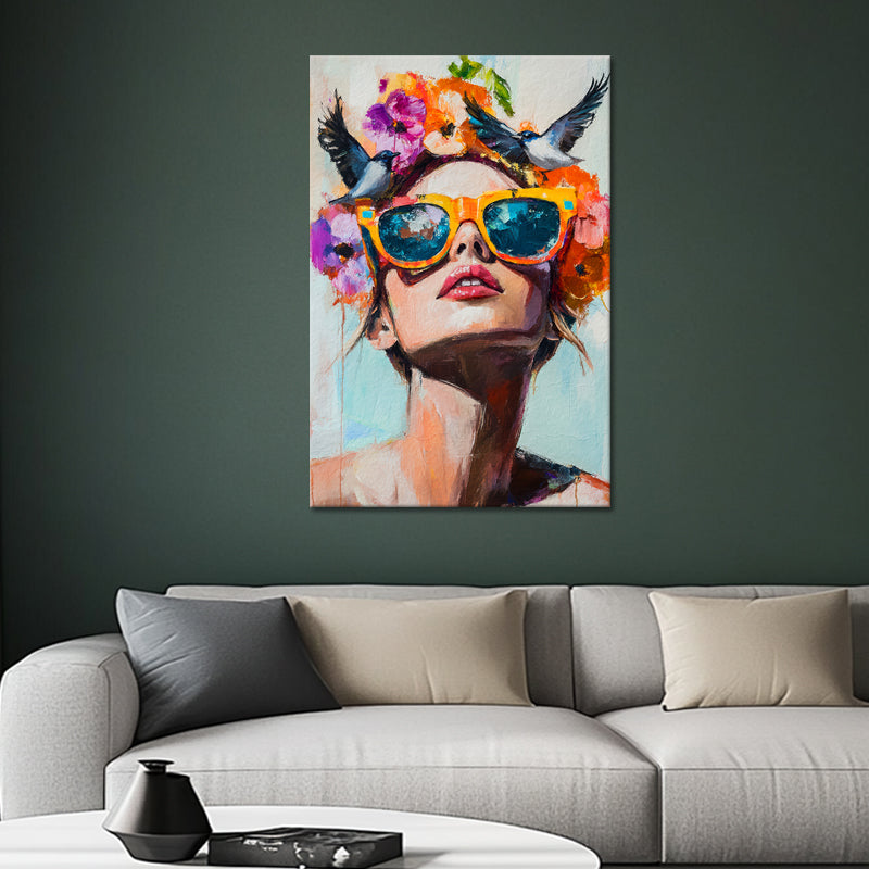 Schilderij Vrouw met vogels