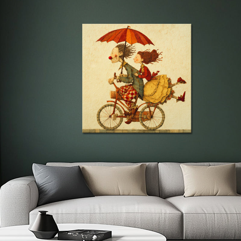 Schilderij Koppel op fiets