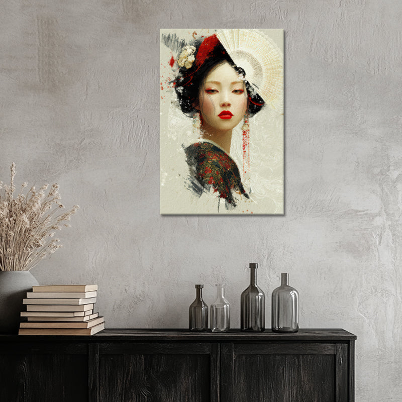 Japanische Frau rote Lippen