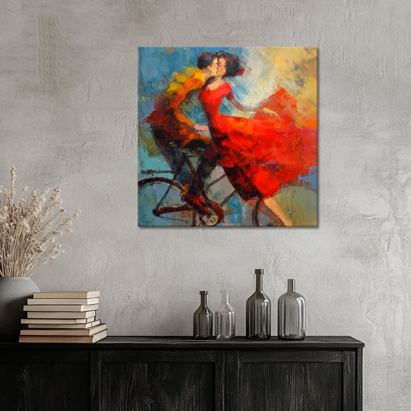 Schilderij Koppel op de fiets