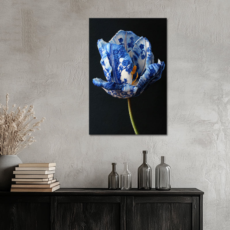 Tulp in delfts blauw stijl