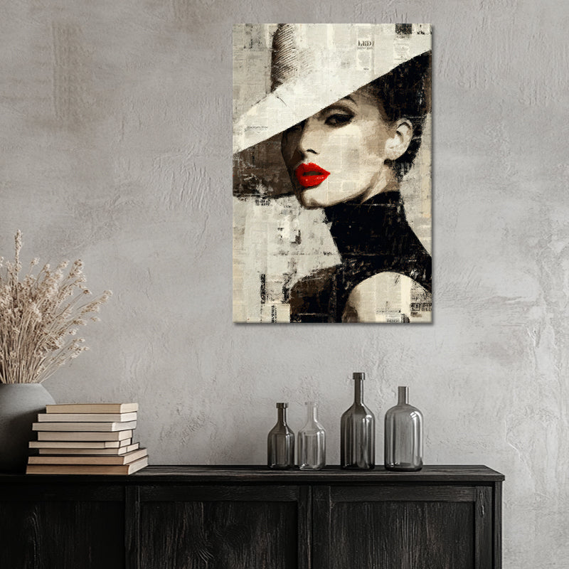 Mixed-Media Frau mit Hut I