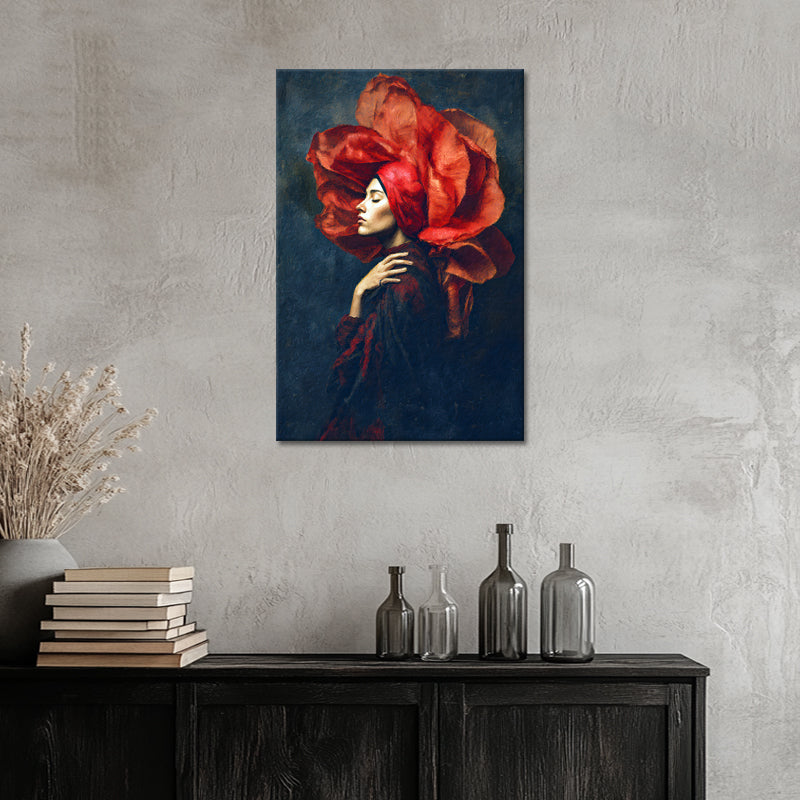 Frau mit rosa Blume