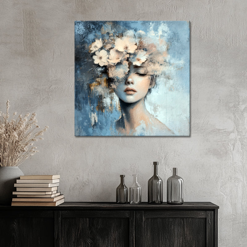 Dame mit Blumenschmuck