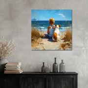 Mädchen mit Hund am Strand III