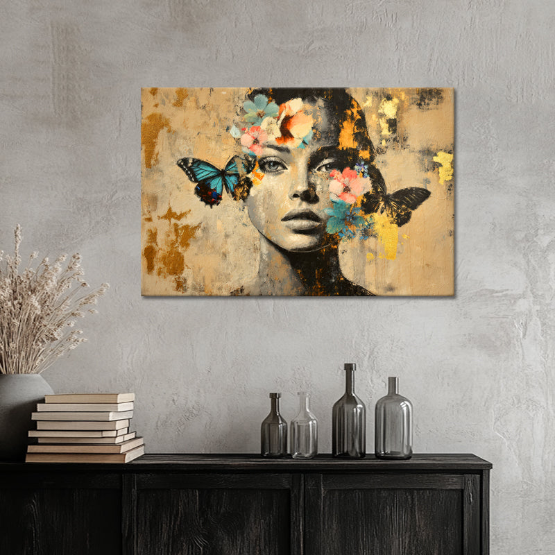 Vrouw Bloemen Vlinders