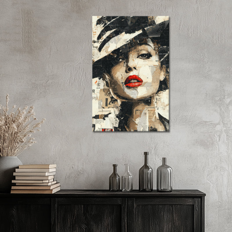 Vrouw met Hoed – Collage Kunst