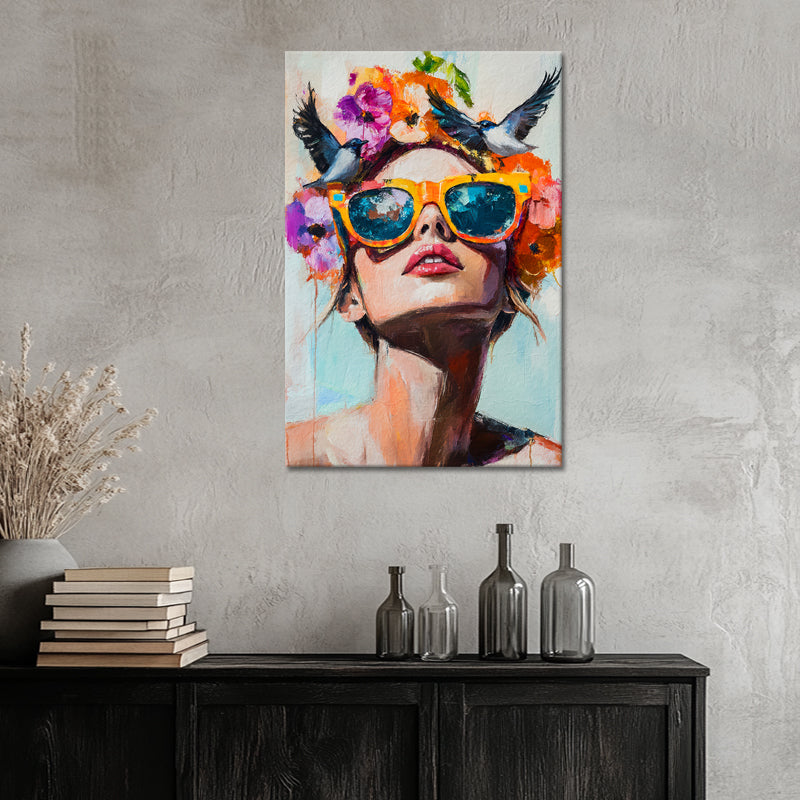 Schilderij Vrouw met vogels