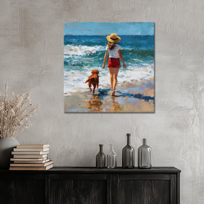 Mädchen mit Hund am Strand II