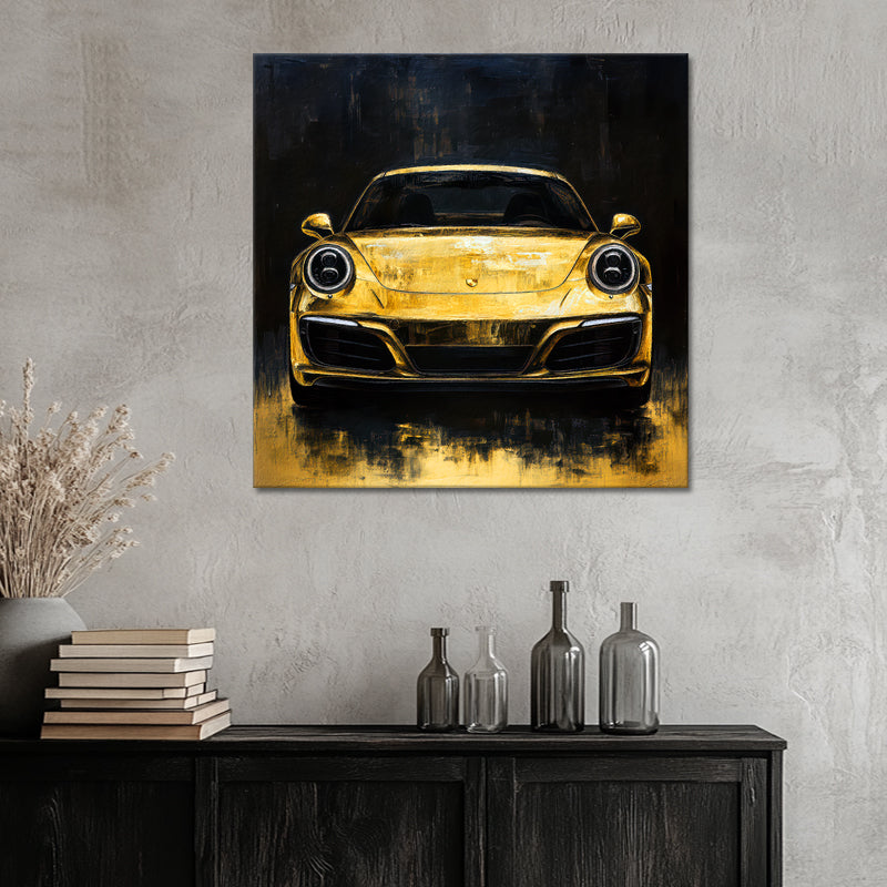 Gouden porsche schilderij
