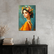 Schilderij mooie vrouw met bloemen