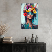 Frau mit Blumen im Haar