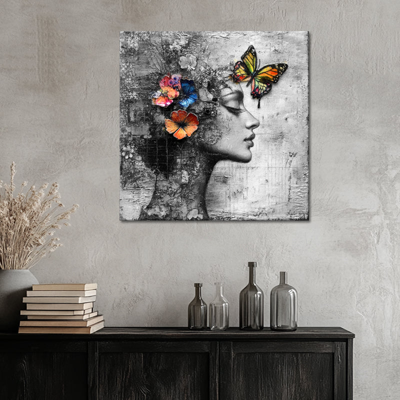 Vrouw vlinders schilderij I