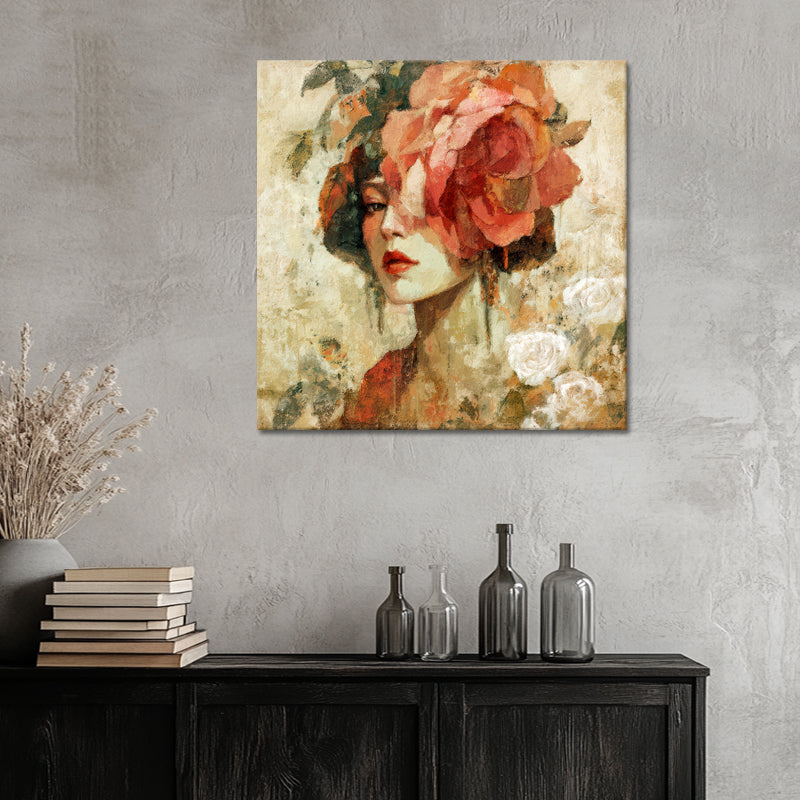 Frau mit Blumenkranz