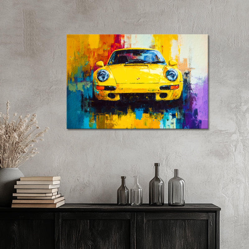 Porsche geel schilderij