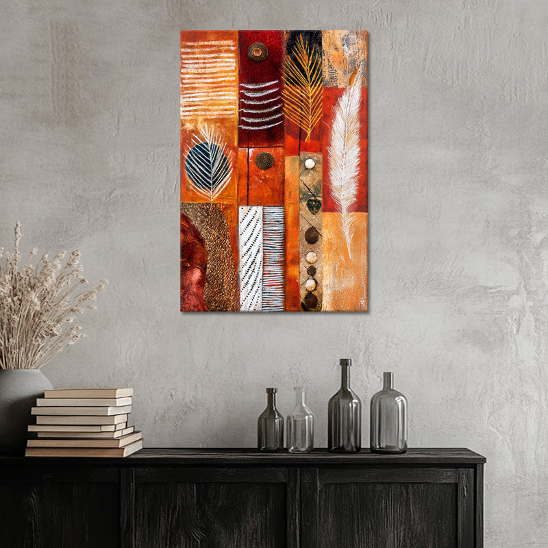 Abstract met strepen en veren