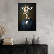 Giraffe in een pak