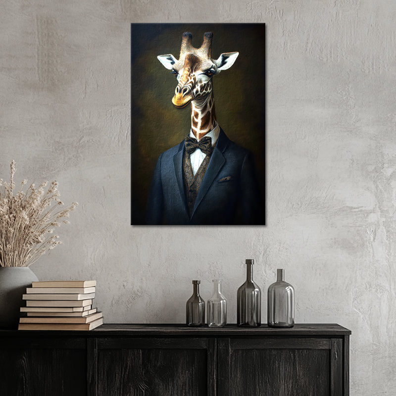 Giraffe in een pak