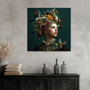 Frau - Vögel - Blumen