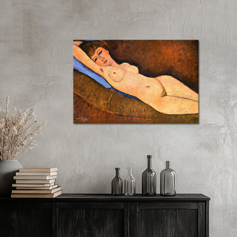 Reclining Nude on Blue Cushion -Amedeo Modigliani