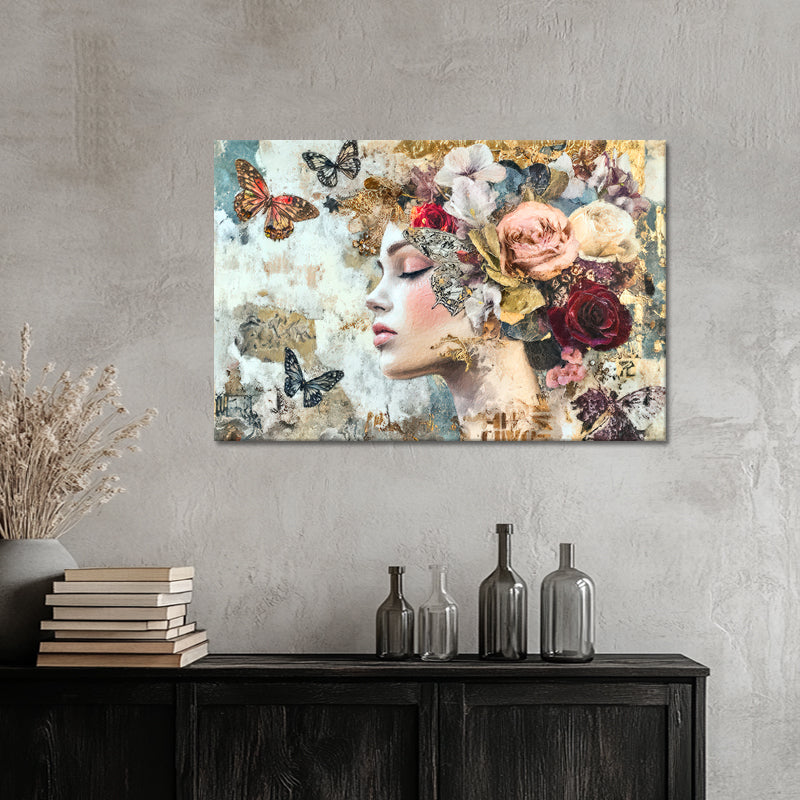 Vrouw, Vlinders & Bloemen