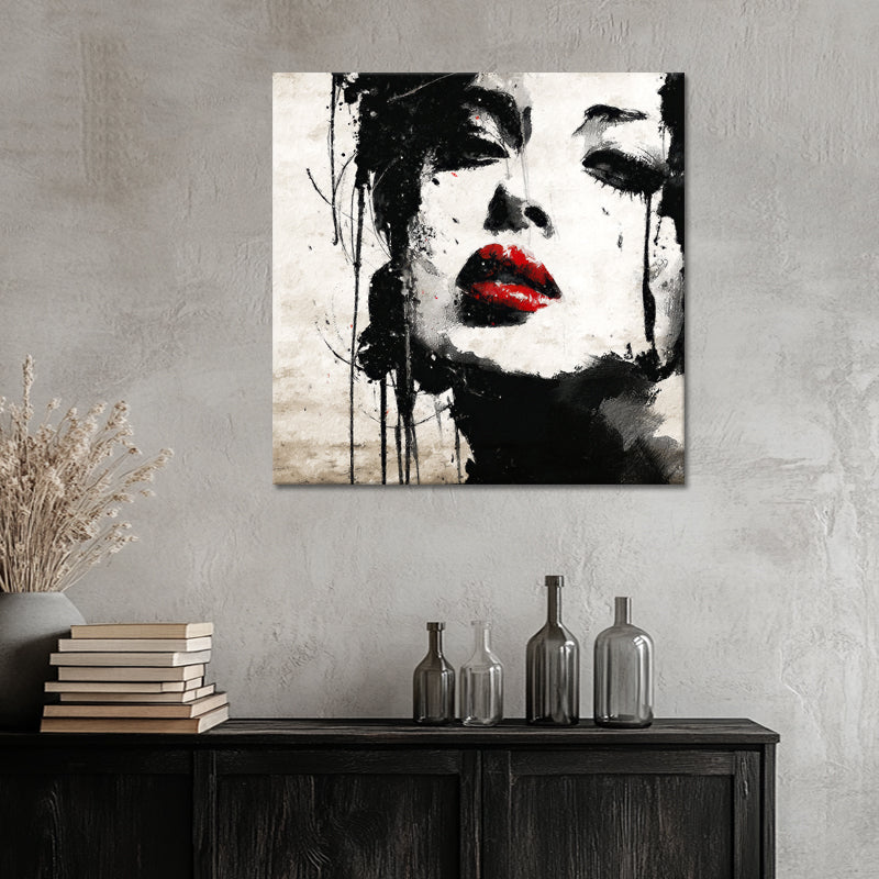 Kunst einer Frau mit roten Lippen
