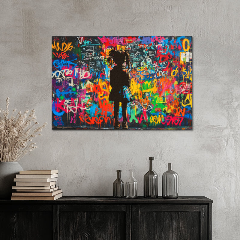 Mädchen vor Wand-Graffiti