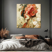 Frau mit Blumenkranz
