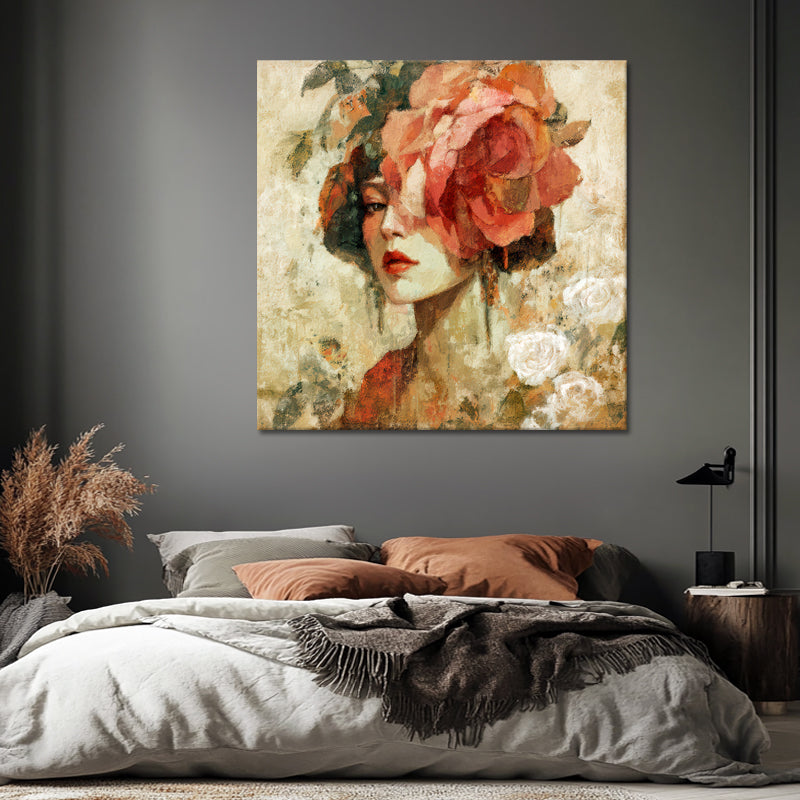 Frau mit Blumenkranz