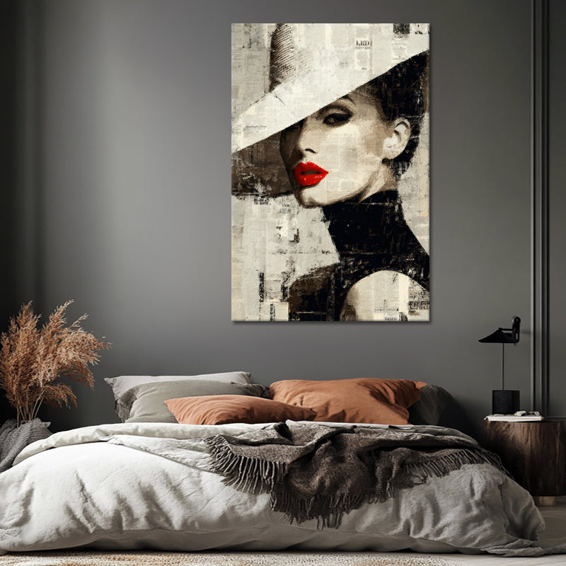Mixed-Media Frau mit Hut I
