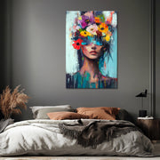 Frau mit Blumen im Haar