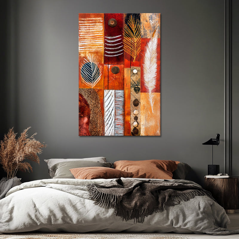 Abstract met strepen en veren