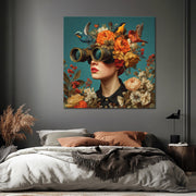 Frau - Vögel - Blumen - Kunst
