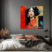 Frau in Rot und Gold