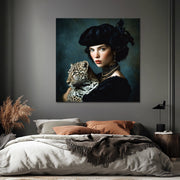 Portret van vrouw met luipaard