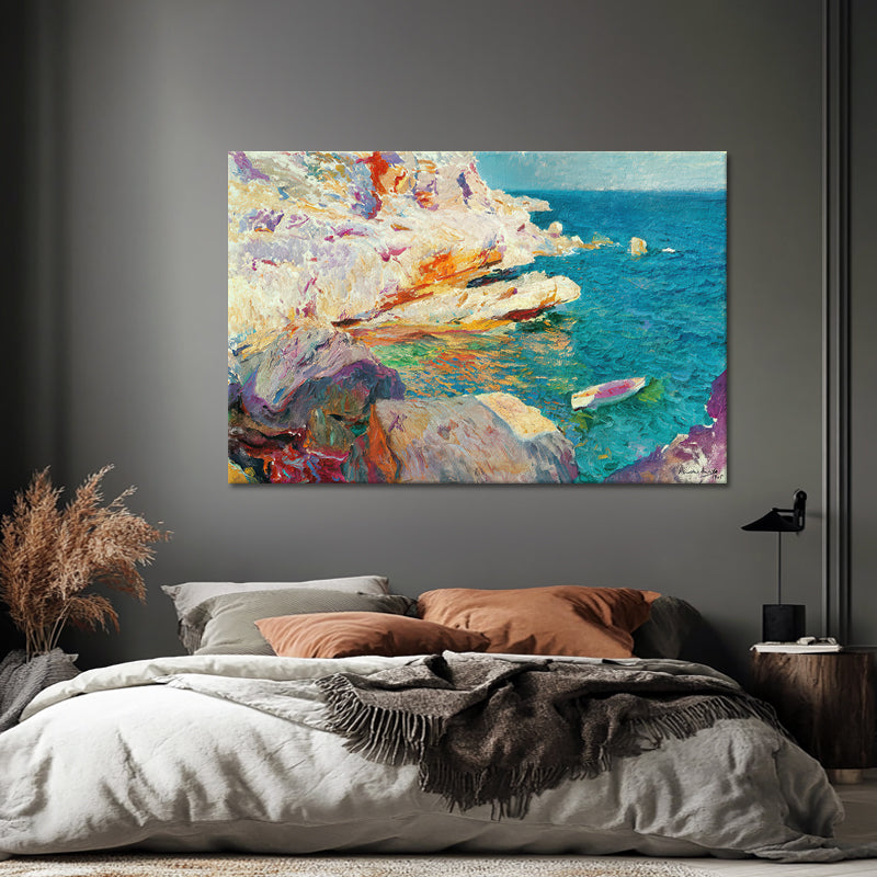Rocks at javea the white boat - Joaquín Sorolla