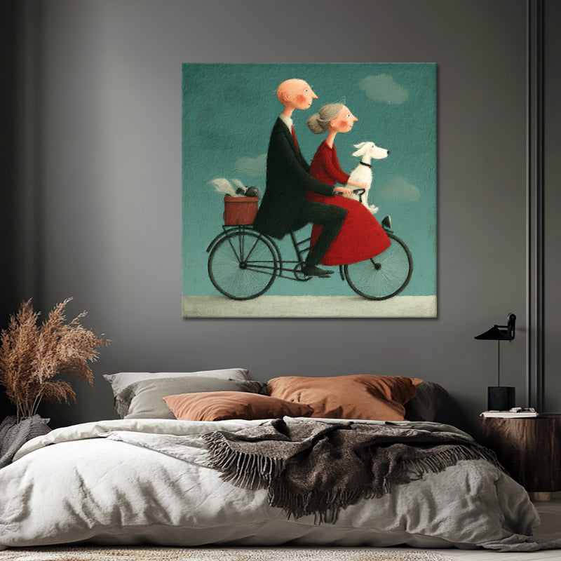 Paar mit Hund auf Fahrrad II