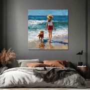 Mädchen mit Hund am Strand II