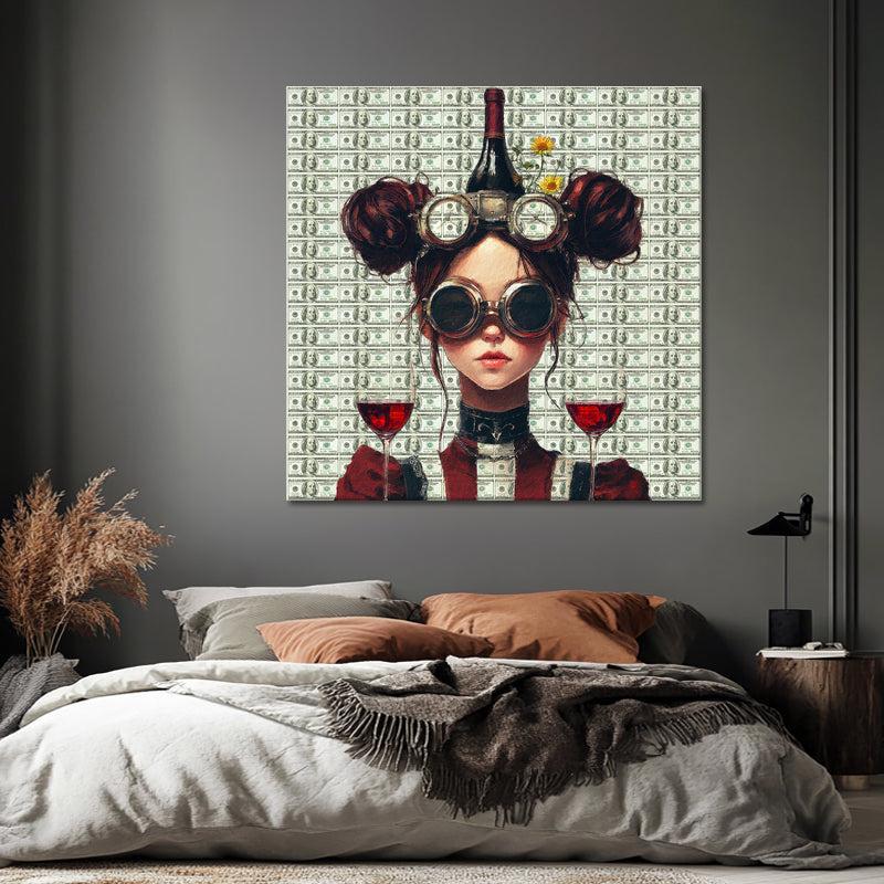 Modische Frau mit Wein