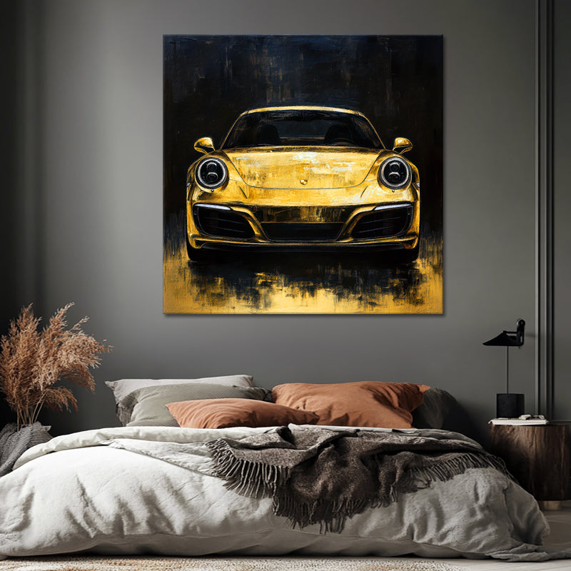Gouden porsche schilderij