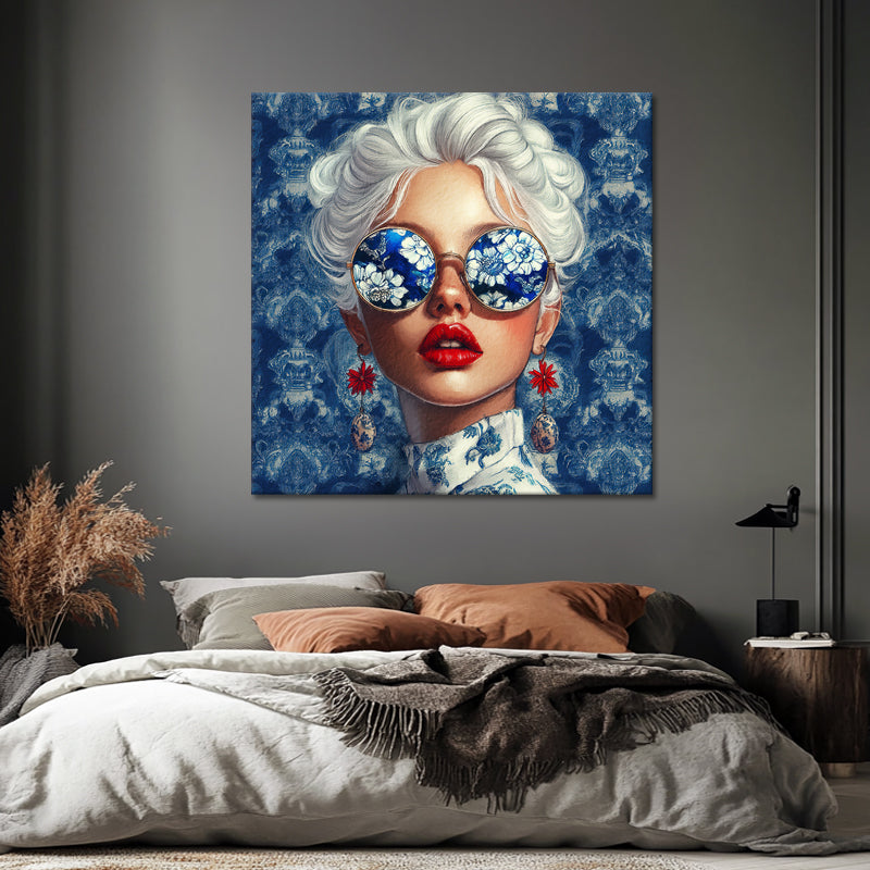 Modieuze vrouw schilderij I