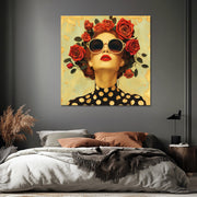 Vrouw met rozen kunstwerk