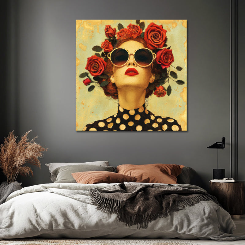 Vrouw met rozen kunstwerk