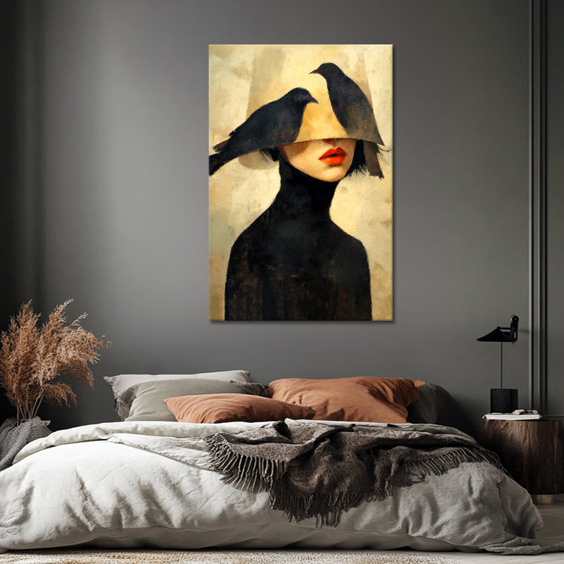 Frau mit Lampenschirm